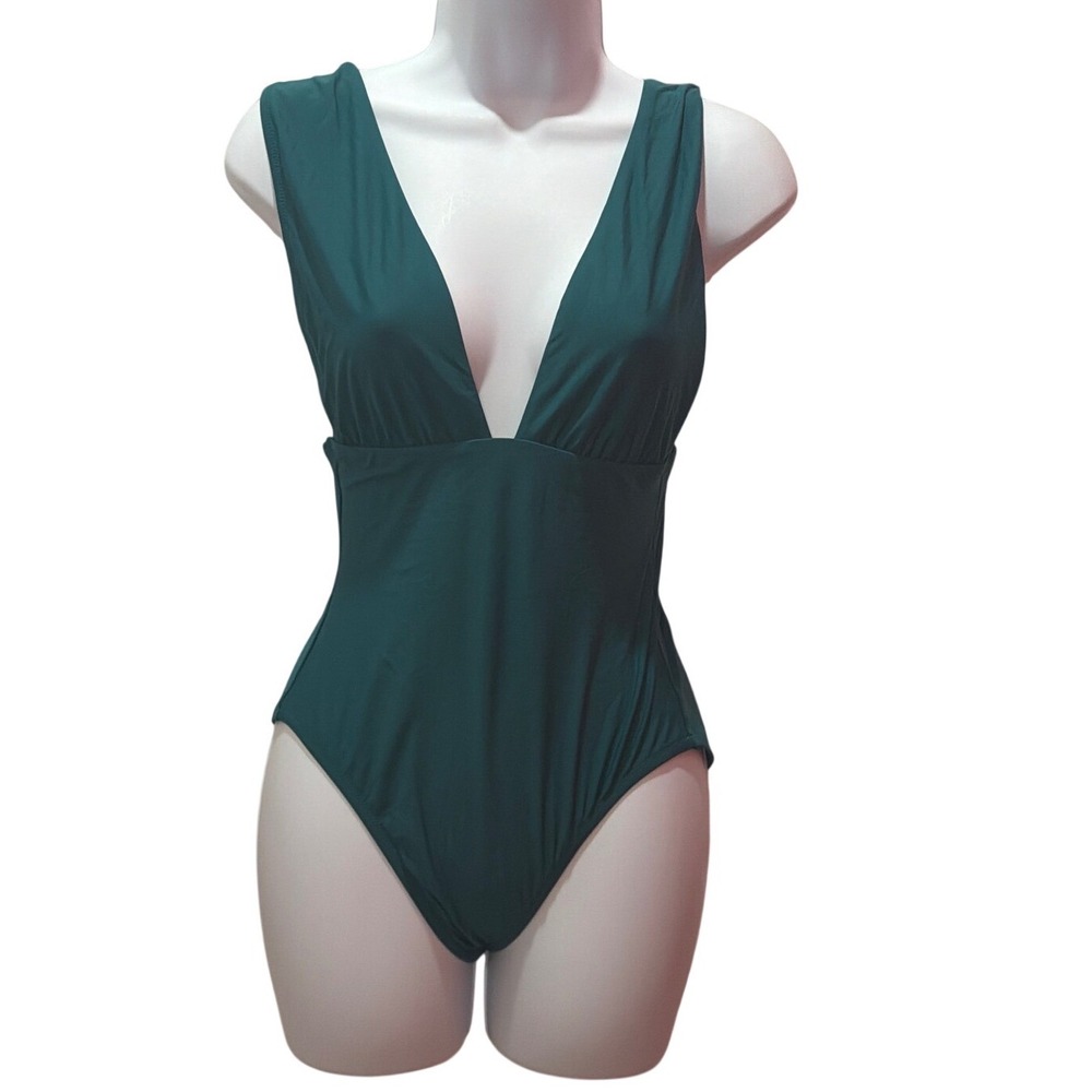 J.Crew One-Piece Swimsuit Womens Teal Deep V-Neck Plunge G9417‎ Size 4